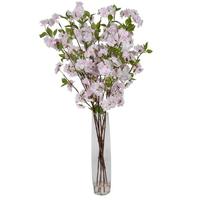 Vickerman 35" Artificial Light Pink Cherry Blossom in Glass Vase with Acrylic Water