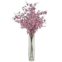 Vickerman 35" Artificial Light Pink Mini Orchid Bouquet in Glass Vase with Acrylic Water