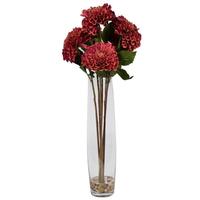 Vickerman 23" Artificial Mauve Zinnia Bouquet in Glass Vase with Acrylic Water