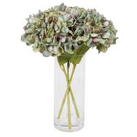 Vickerman 17" Artificial Seafoam Hydrangea Bouquet in Glass Vase with Acrylic Water