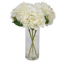 Vickerman 17" Artificial White Hydrangea Bouquet in Glass Vase with Acrylic Water