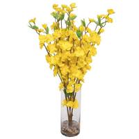 Vickerman 23" Artificial Yellow Peach Blossom Bouquet in Vase with Acrylic Water