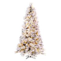 Vickerman 7.5' x 49" Artificial Flocked Atka Pine Tree 950 Color Changing LED Lights