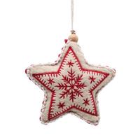 View 5" Red/White Felt Snowflake Heart Bell Ornament (2 pack)