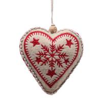 View 5" Red/White Felt Snowflake Heart Bell Ornament (2 pack)