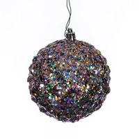 Vickerman 4" Multi-Color Sequin-Glitter Ball Ornament (6 Pack)