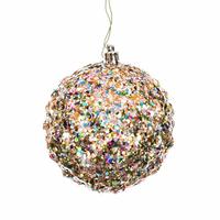 Vickerman 4" Multi-Color Durian-Glitter Ball Ornament (6 Pack)
