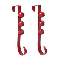 Vickerman 12" Red Door Hanger with Bells (2 Pack)