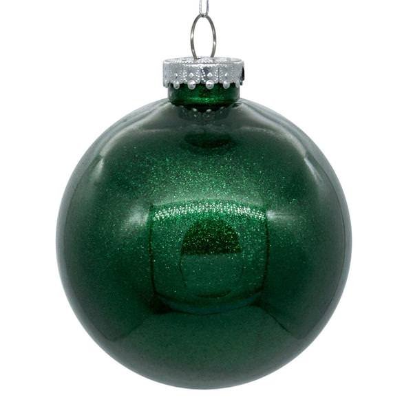 4" Emerald Glitter Ball Ornament (6 pack)