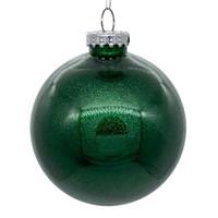 View 4" Emerald Glitter Ball Ornament (6 pack)