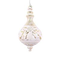 Vickerman 10.5" White Matte Finial with Gold Accents Drop Finial Ornament
