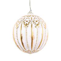 Vickerman 4" White Matte with Gold Accents Ball Ornament (4 pack)