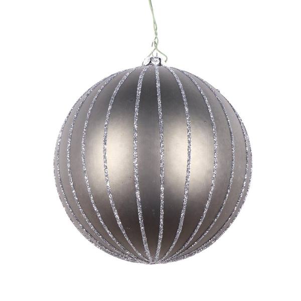 4" Pewter Matte Glitter Ball Ornament (4 pack)