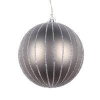 Vickerman 4" Pewter Matte Glitter Ball Ornament (4 pack)