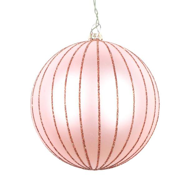 4" Rose Gold Matte Glitter Ball Ornament (4 pack)