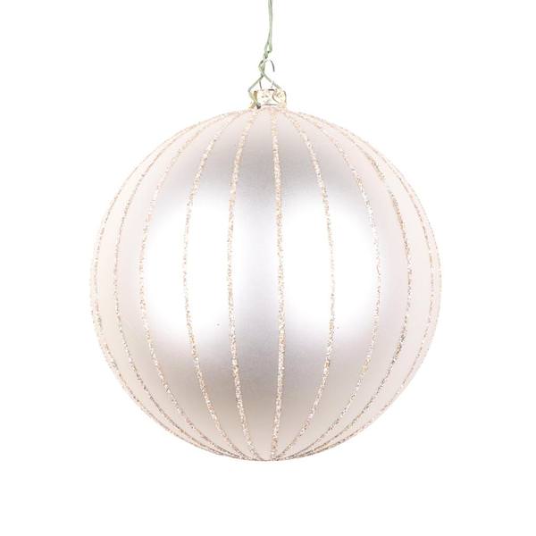 4" Oat Matte Glitter Ball Ornament (4 pack)