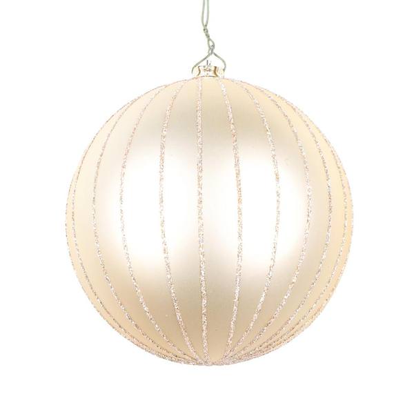 4" Champagne Matte Glitter Ball Ornament (4 pack)
