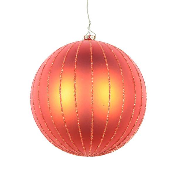 4" Burnished Orange Matte Glitter Ball Ornament (4 pack)