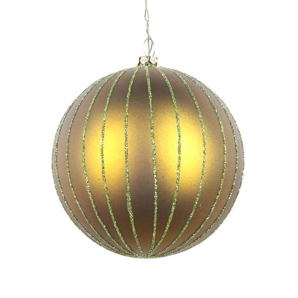 4" Olive Matte Glitter Ball Ornament (4 pack)