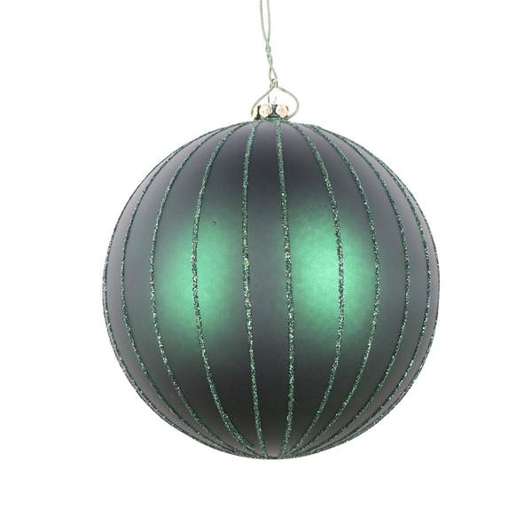 4" Midnight Green Matte Glitter Ball Ornament (4 pack)