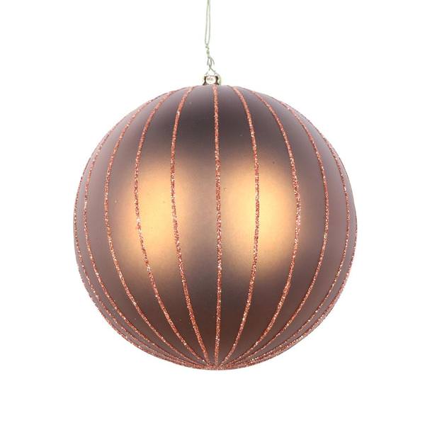 5" Mocha Matte Glitter Ball Ornament (4 pack)