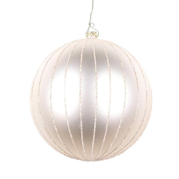 5" Oat Matte Glitter Ball Ornament (4 pack)