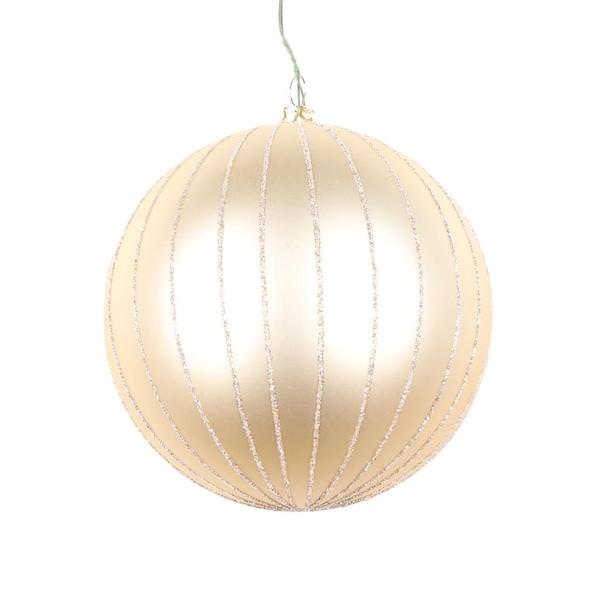 5" Champagne Matte Glitter Ball Ornament (4 pack)