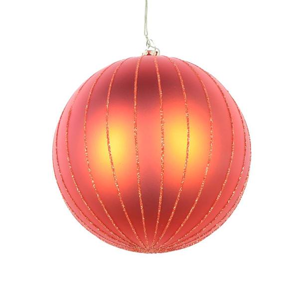 5" Burnished Orange Matte Glitter Ball Ornament (4 pack)