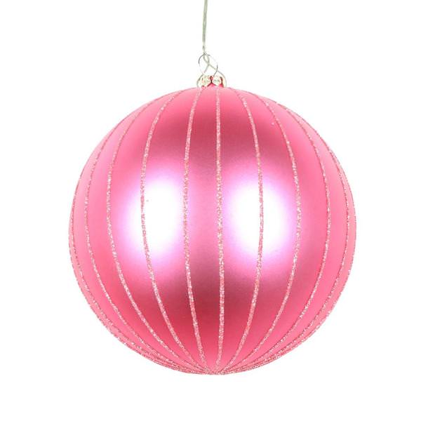 5" Mauve Matte Glitter Ball Ornament (4 pack)