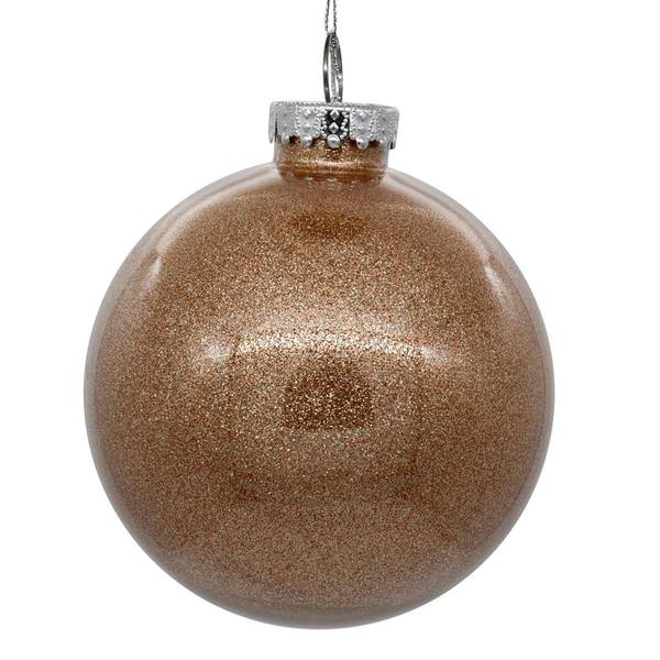 4" Cafe Latte Glitter Ball Ornament (6 pack)