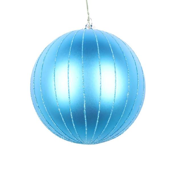 5" Turquoise Matte Glitter Ball Ornament (4 pack)