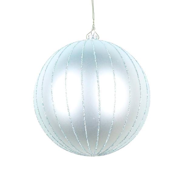 5" Frosty Mint Matte Glitter Ball Ornament (4 pack)