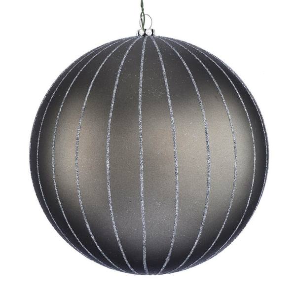 6" Pewter Matte Glitter Ball Ornament (2 pack)