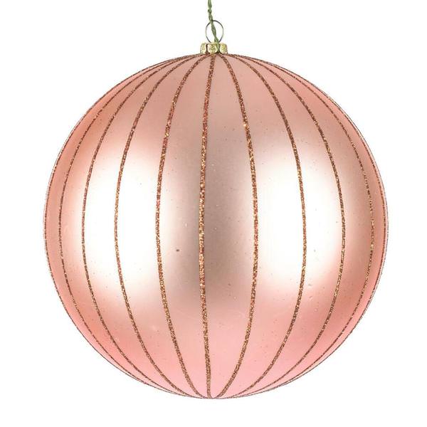6" Rose Gold Matte Glitter Ball Ornament (2 pack)