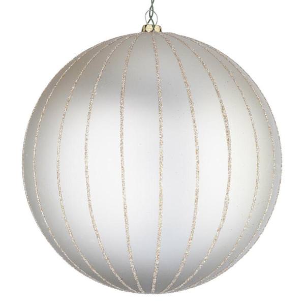 6" Oat Matte Glitter Ball Ornament (2 pack)