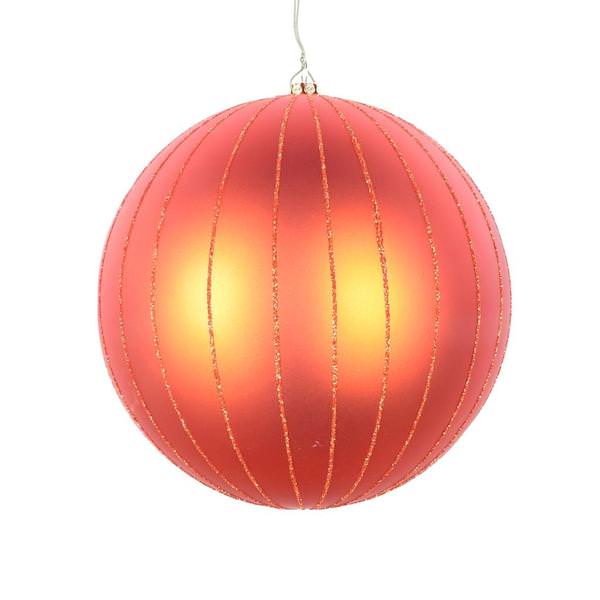 6" Burnished Orange Matte Glitter Ball Ornament (2 pack)
