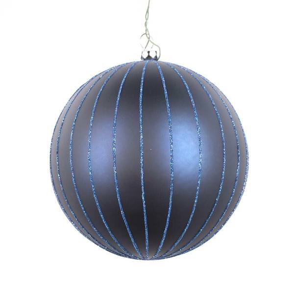 6" Midnight Blue Matte Glitter Ball Ornament (2 pack)