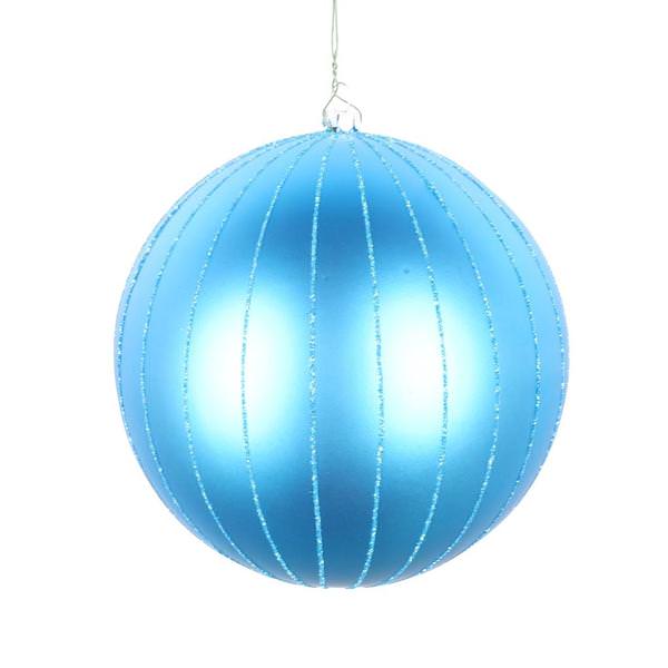 6" Turquoise Matte Glitter Ball Ornament (2 pack)