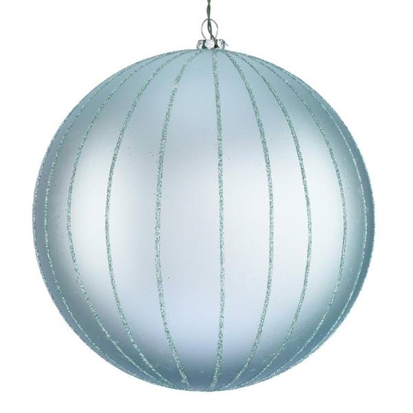 6" Frosty Mint Matte Glitter Ball Ornament (2 pack)