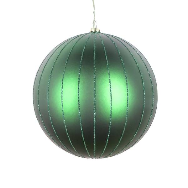 6" Emerald Matte Glitter Ball Ornament (2 pack)