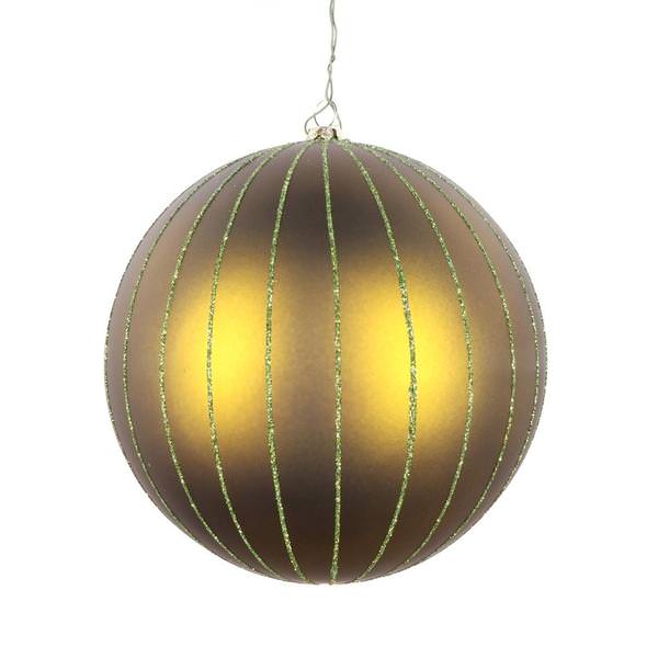 6" Olive Matte Glitter Ball Ornament (2 pack)