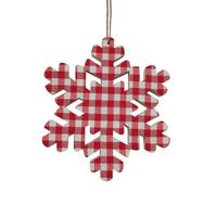 Vickerman 7" Red/White Plaid Snowflake Heart Bell Ornament (6 pack)