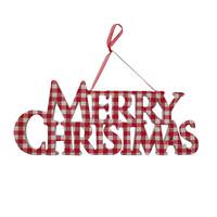 Vickerman 13.25" Red and White Plaid Merry Christmas Ornament (3 Pack)