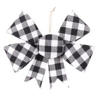 Vickerman 7" Black / White Plaid Bow Ornament (3 Pack)