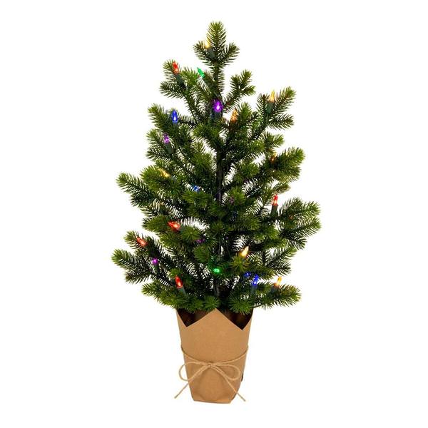 24" x 14" Artificial Bryson Spruce Christmas Tree with 35 Multi-Colored Mini LED Lights