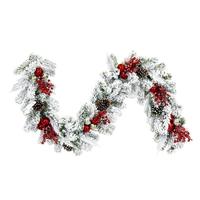 Vickerman 6'x16" Artificial Flocked Red/Silver 99 Tips 50 Pure White LED Lights
