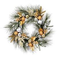 Vickerman 24" Artificial Wreath Gold/Silver Decor 15 tips Wreath