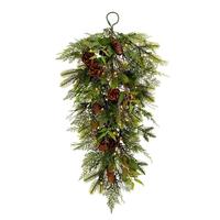 Vickerman 30" Artificial Cedar Pine Cone Twig Teardrop 50 Warm White Italian LED Lights