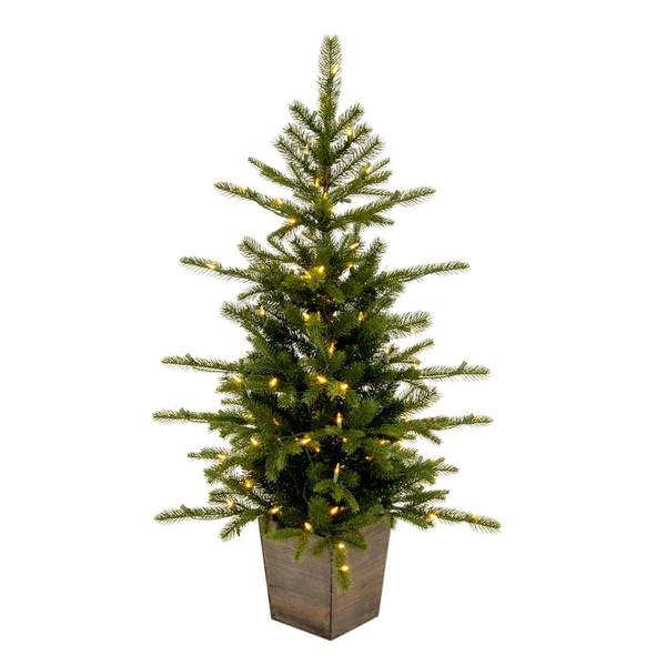 4' x 30" Artificial Winston Spruce Potted Tree with 100 Warm White Mini LED Lights