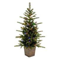Vickerman 4' x 30" Artificial Winston Spruce Potted Tree with 100 Multi Colored Mini LED Lights